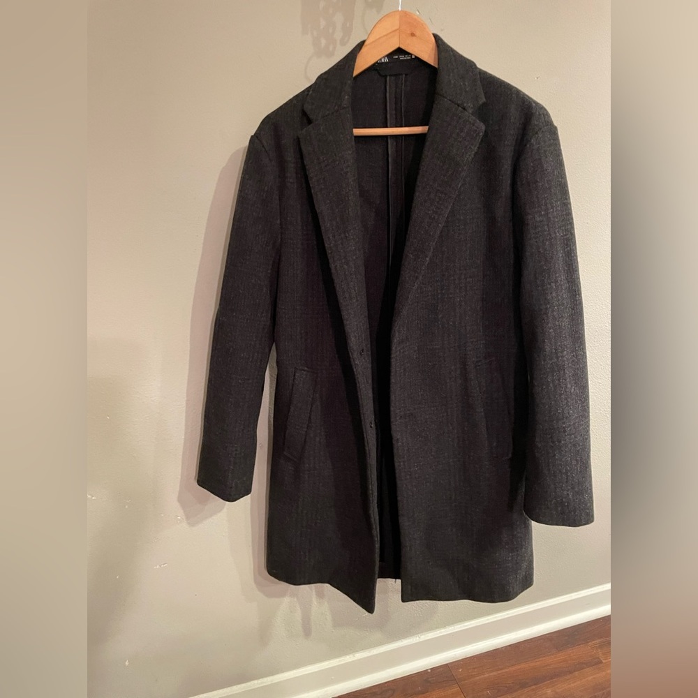 Zara pea coat size M grey / black  faint checkered